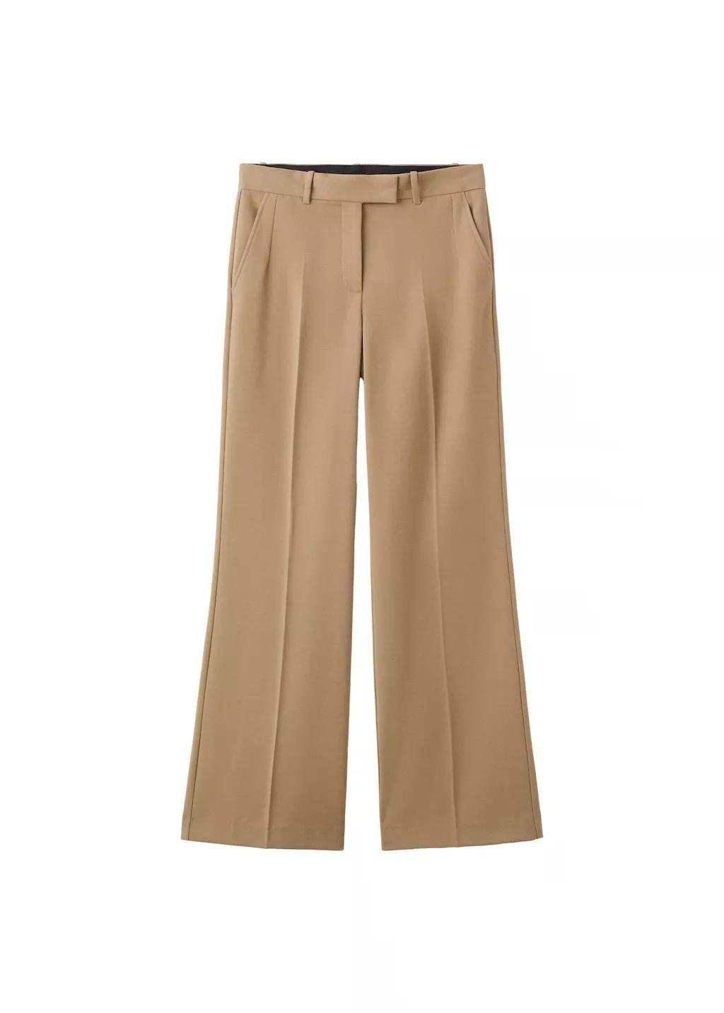Brown Straight Low-Rise Suit Trousers, Medium Brown, large image number 6