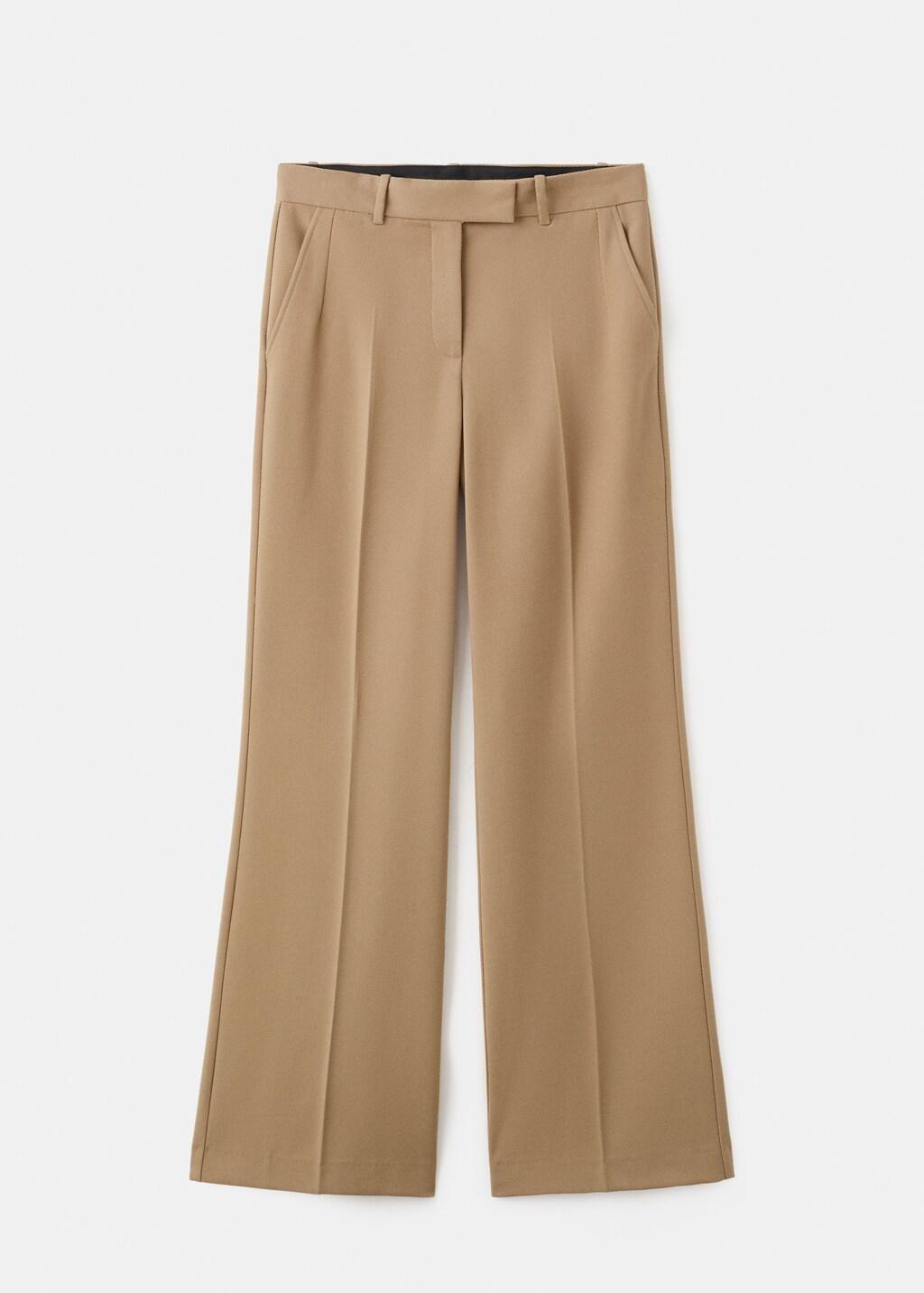 Brown Straight Low-Rise Suit Trousers, Medium Brown, large image number 7