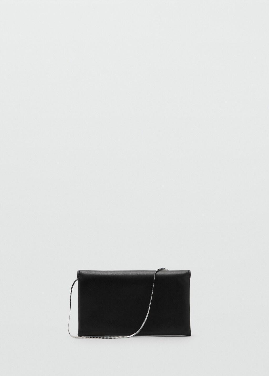 Black Chain Leather Shoulder Bag, Black, large image number 4
