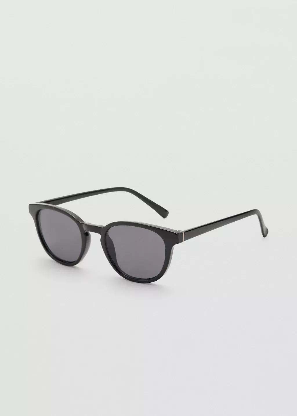 Black Round-Frame Sunglasses, Black, medium