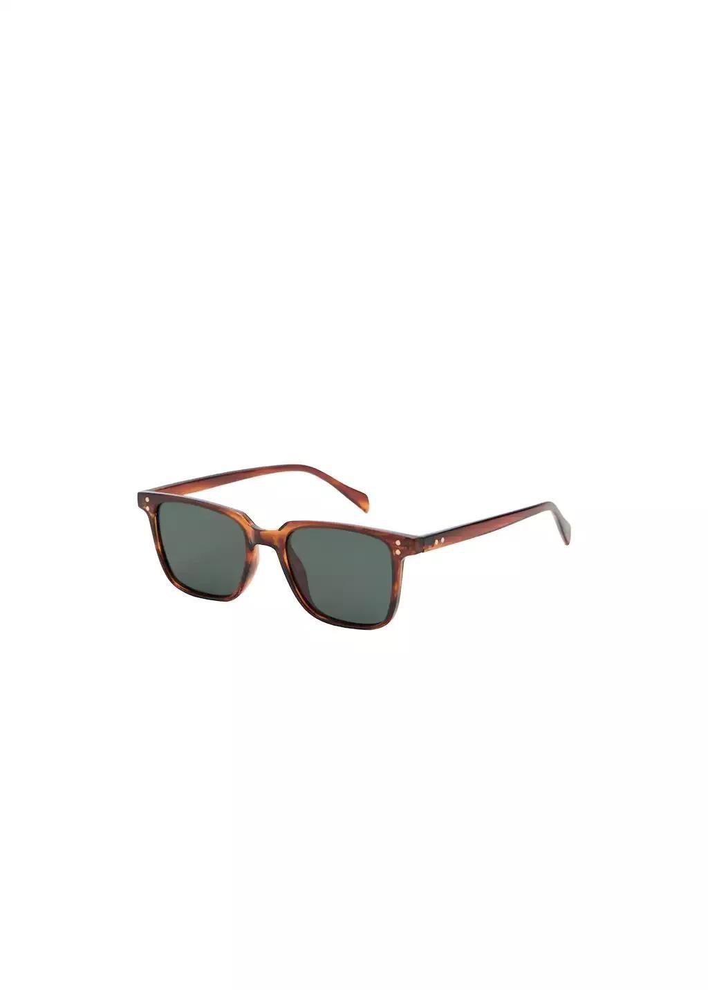 Brown Rectangular-Frame Sunglasses, Brown, medium