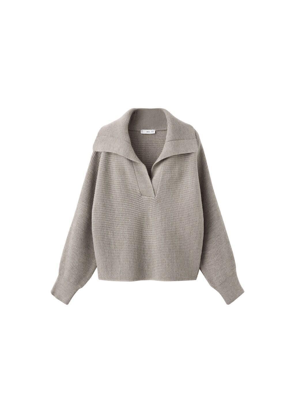 Grey Polo-Neck Ribbed Sweater, Light Pastel Grey, large image number 6