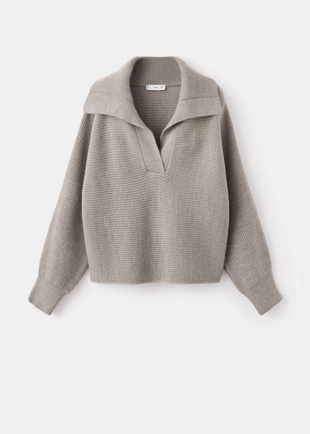 Grey Polo-Neck Ribbed Sweater, Light Pastel Grey, large image number 7