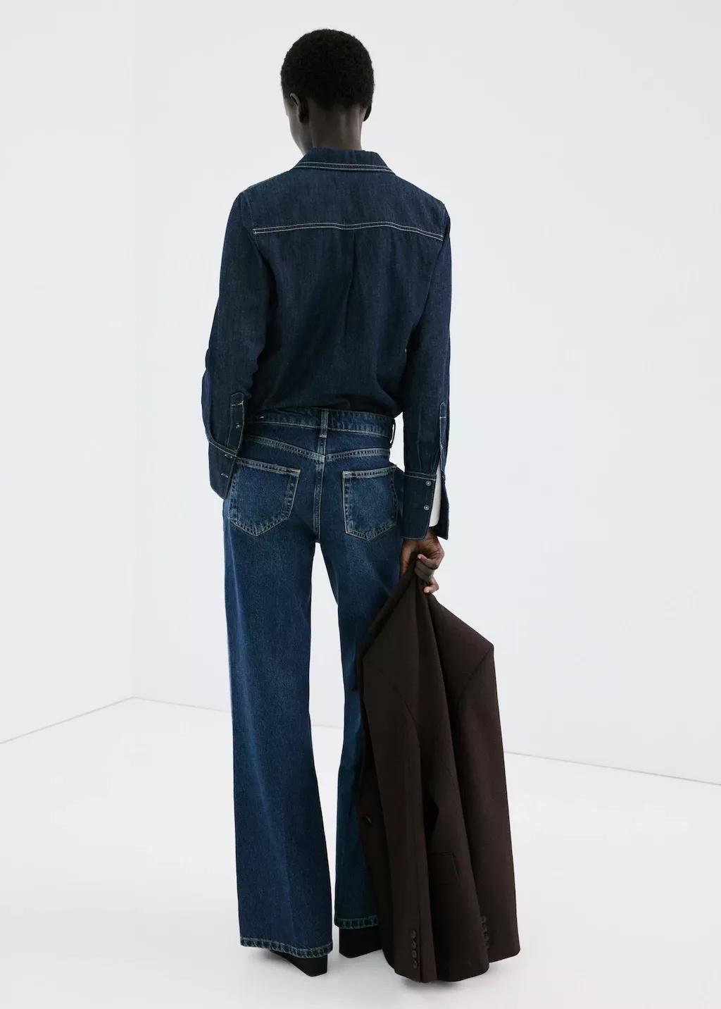 Blue Wide Leg Mid-Rise Jeans, 0201_TO, large image number 2