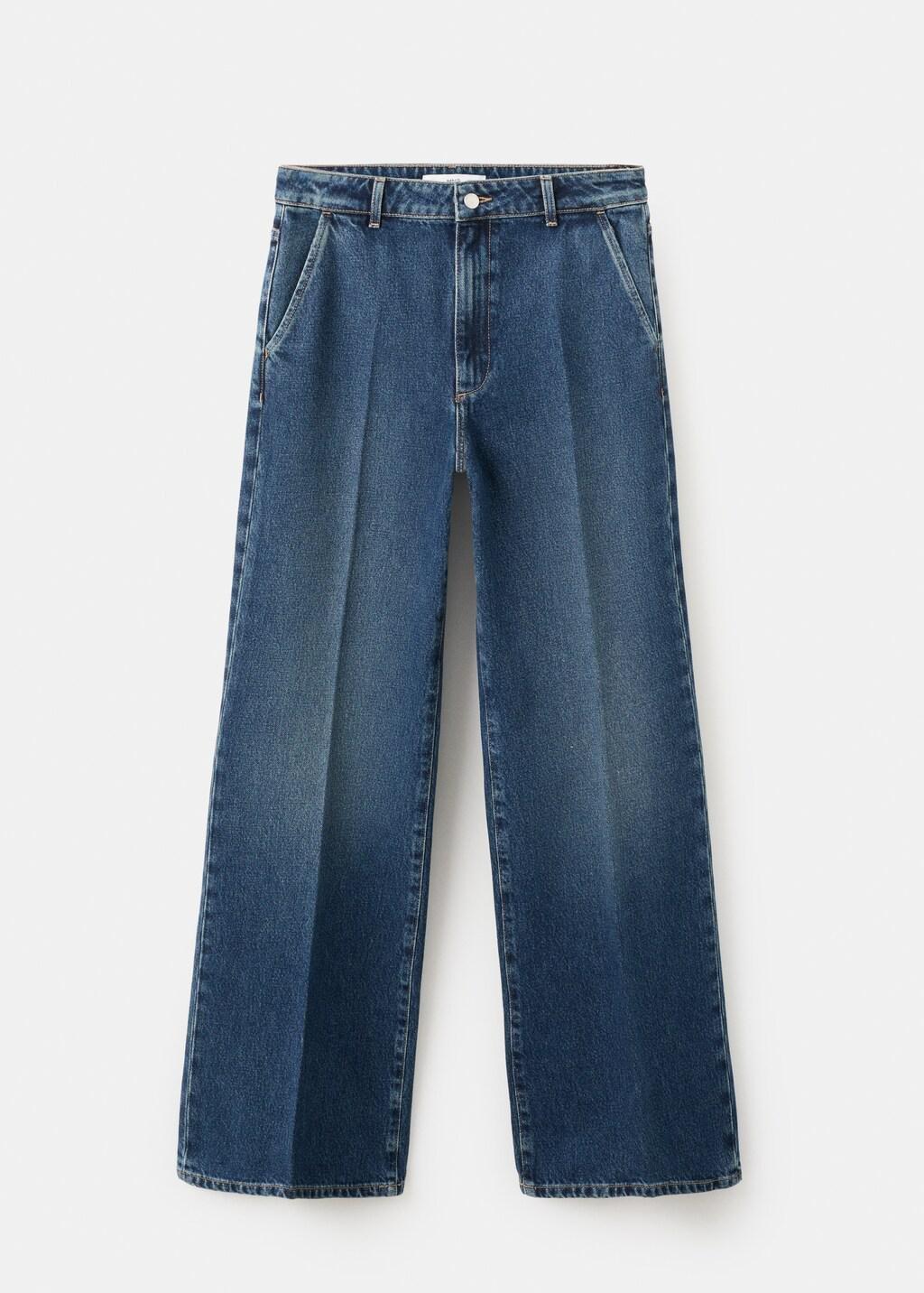 Blue Wide Leg Mid-Rise Jeans, 0201_TO, large image number 7