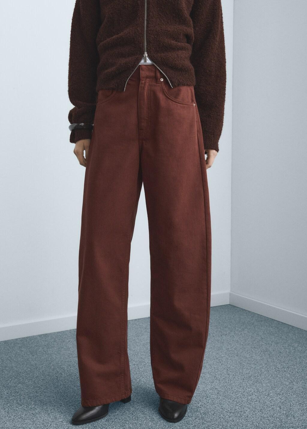 Orange Mid-Rise Balloon Jeans, Medium Orange, large image number 3