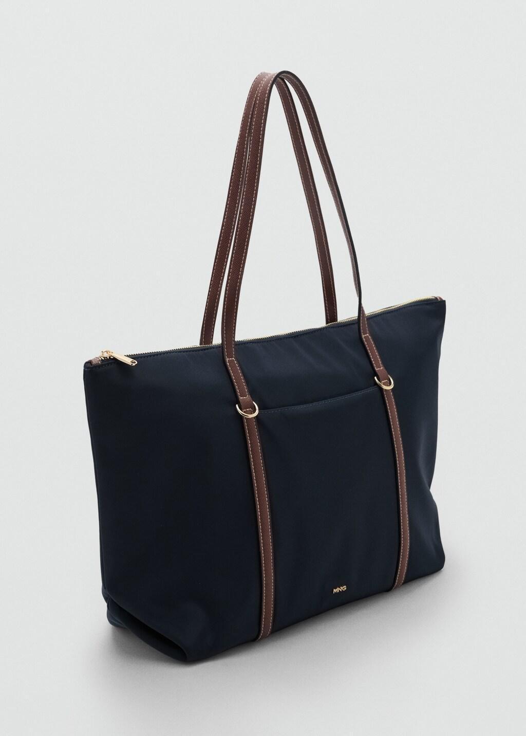 Navy Shopper Bag With Double Handle, Navy, large image number 0