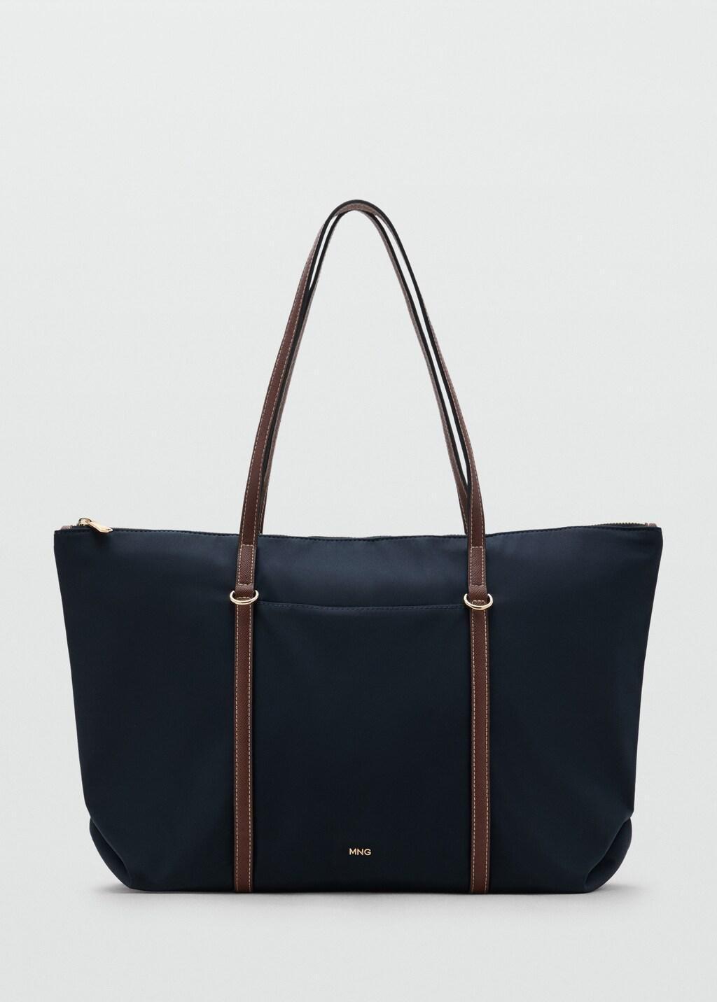 Navy Shopper Bag With Double Handle, Navy, large image number 3