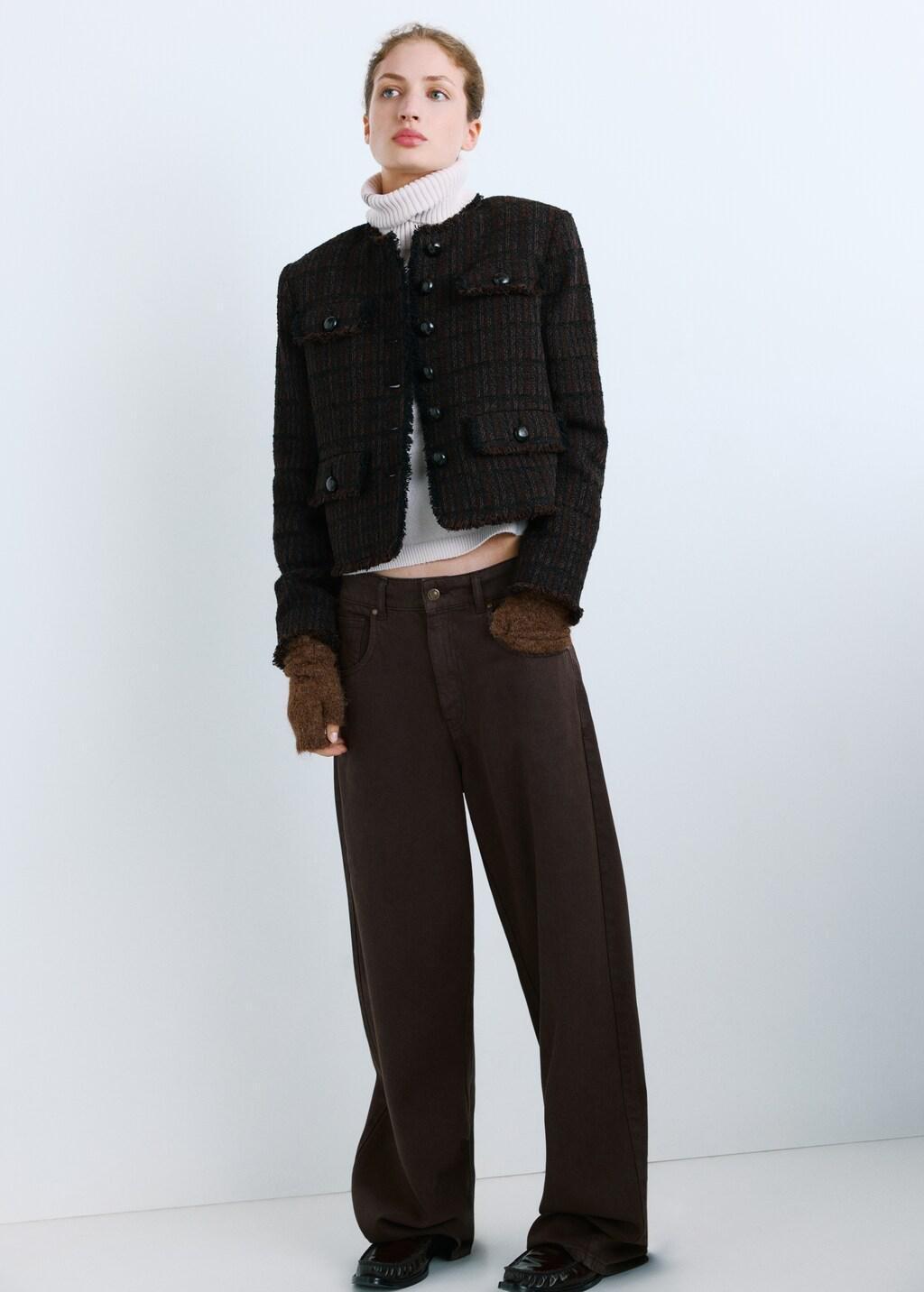 Brown Pocket Tweed Jacket, Dark Brown, large image number 0