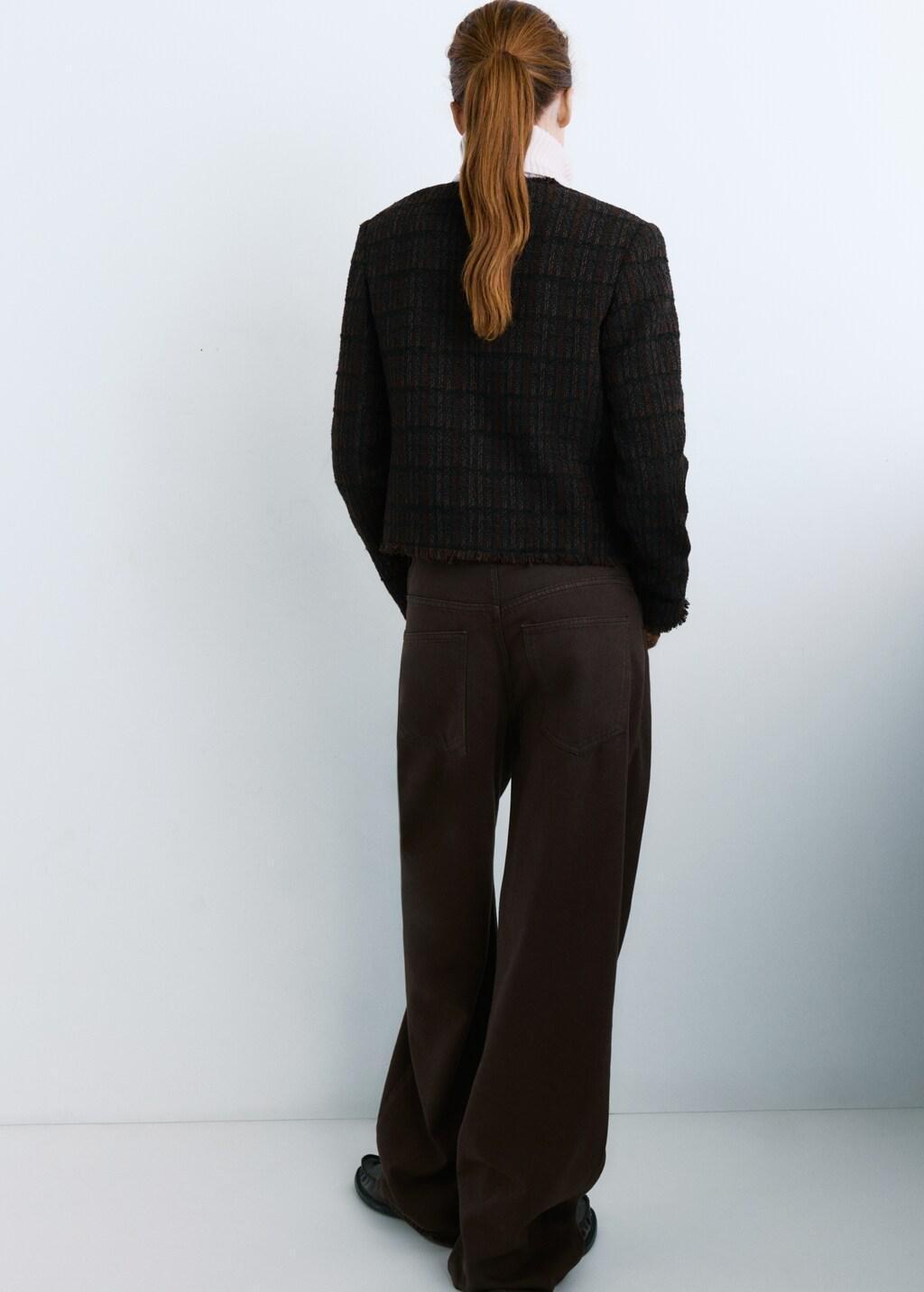 Brown Pocket Tweed Jacket, Dark Brown, large image number 3