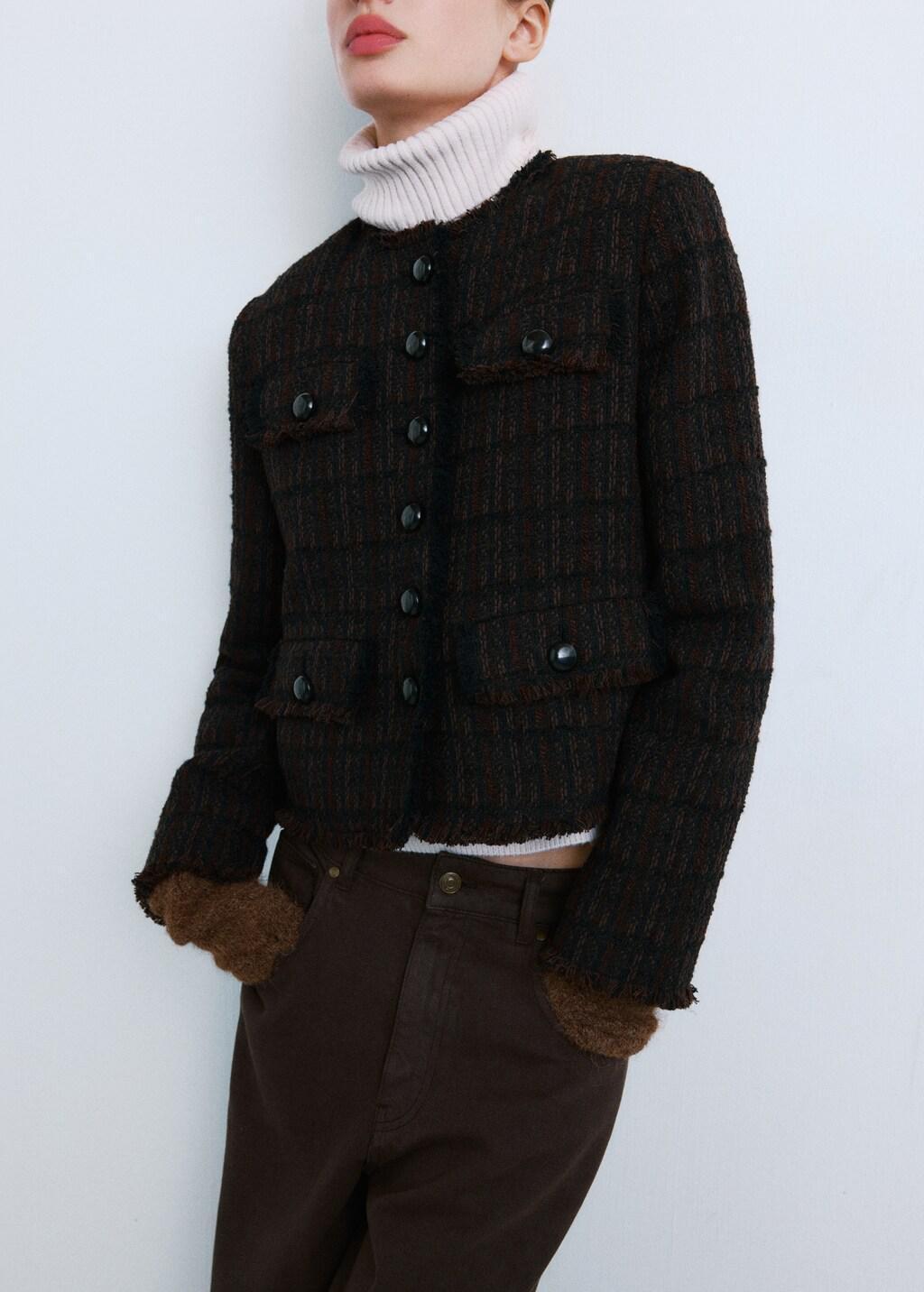 Brown Pocket Tweed Jacket, Dark Brown, large image number 4