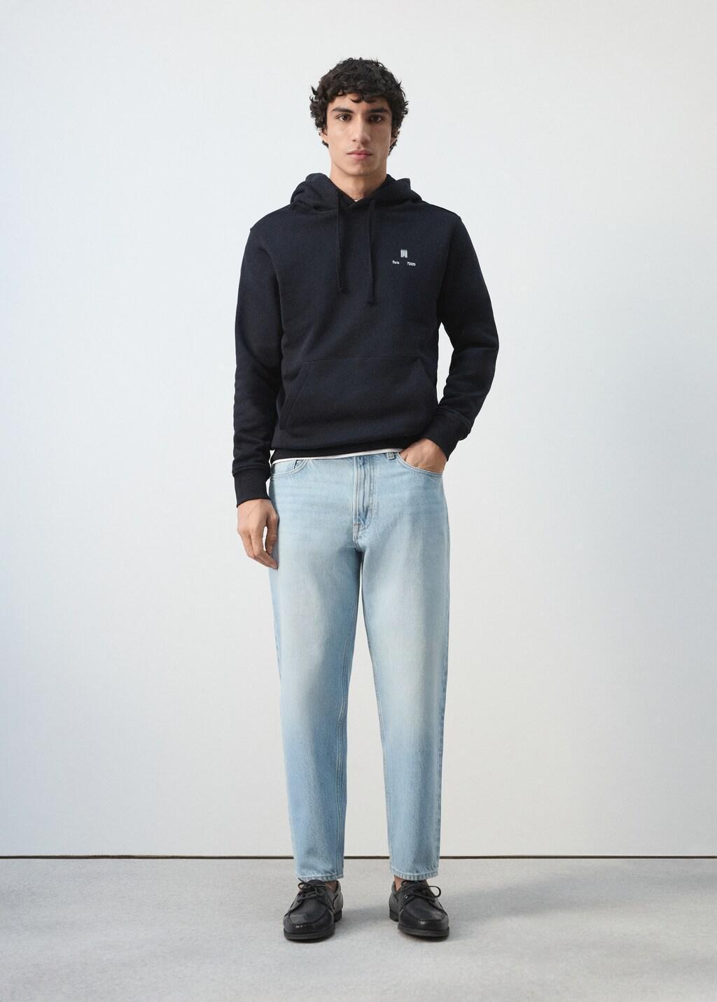 Navy Graphic Hooded Sweatshirt, Navy, medium