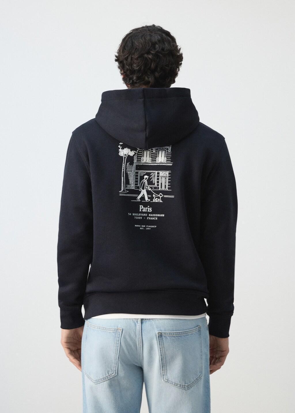 Navy Graphic Hooded Sweatshirt, Navy, medium