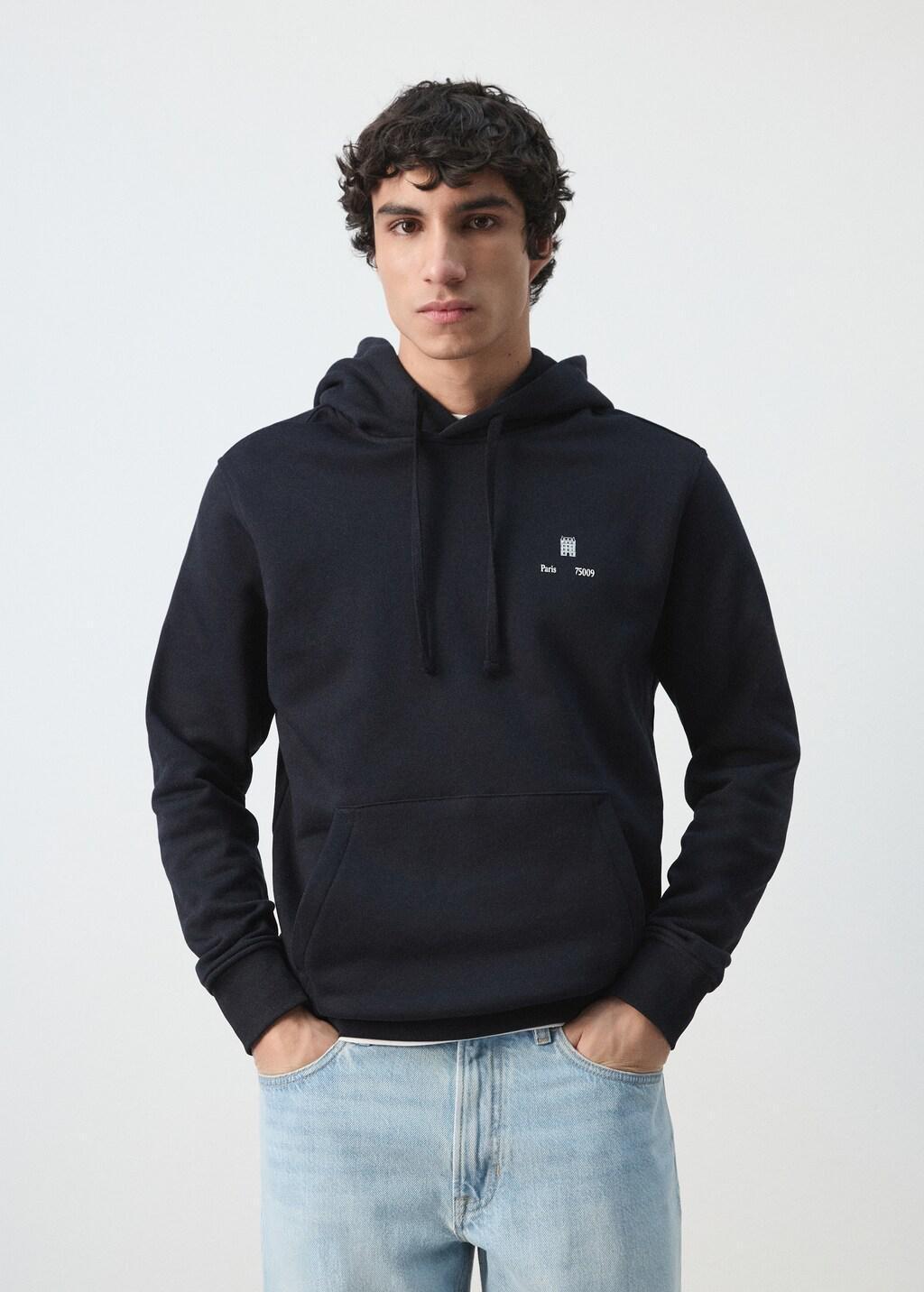 Navy Graphic Hooded Sweatshirt, Navy, large image number 3