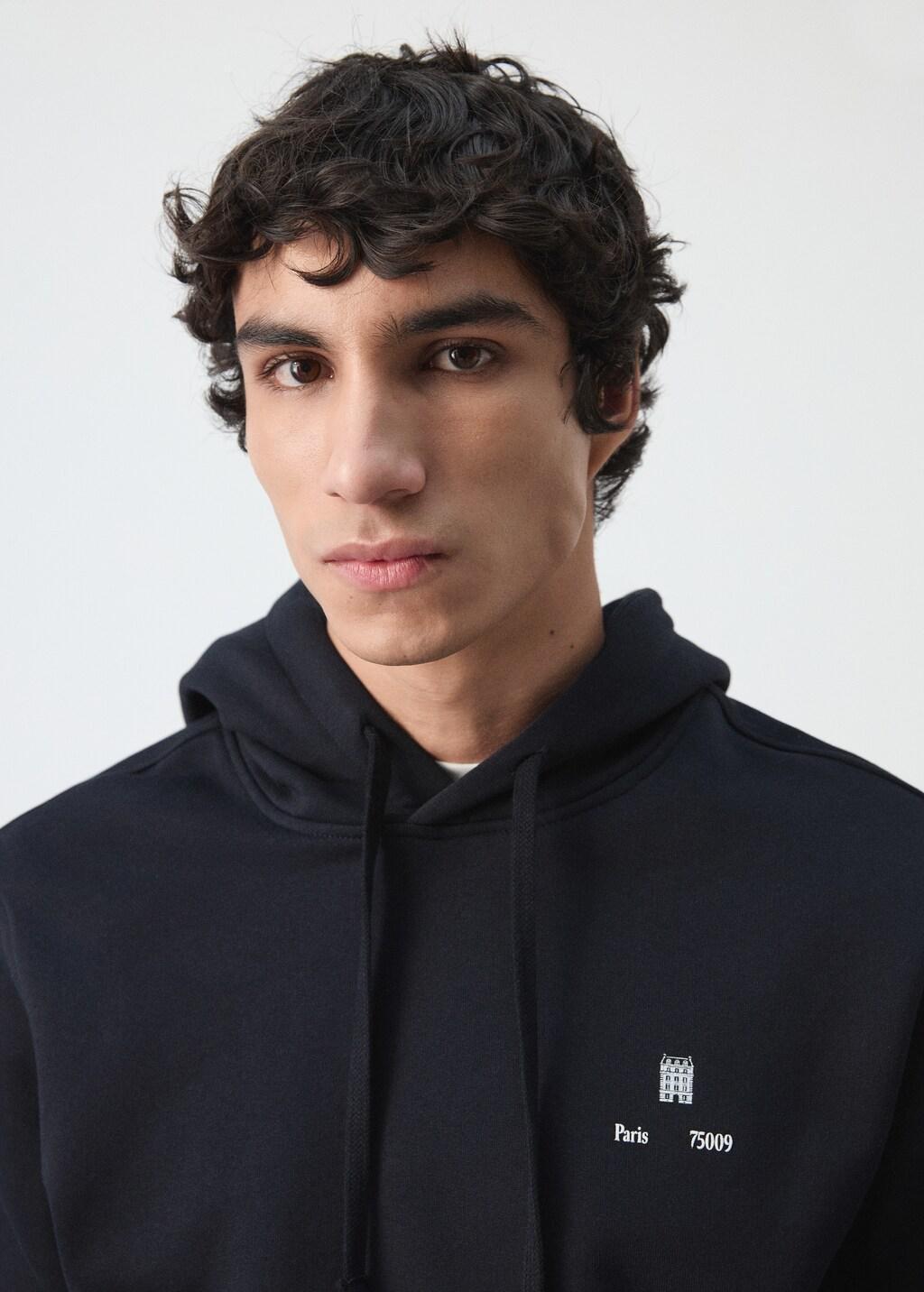 Navy Graphic Hooded Sweatshirt, Navy, large image number 4