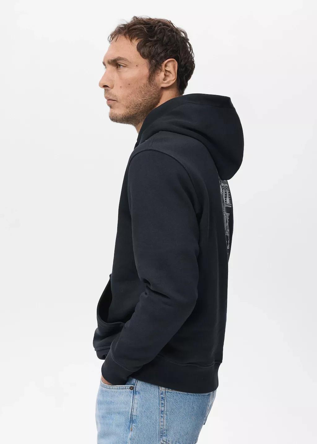 Navy Graphic Hooded Sweatshirt, Navy, large image number 6