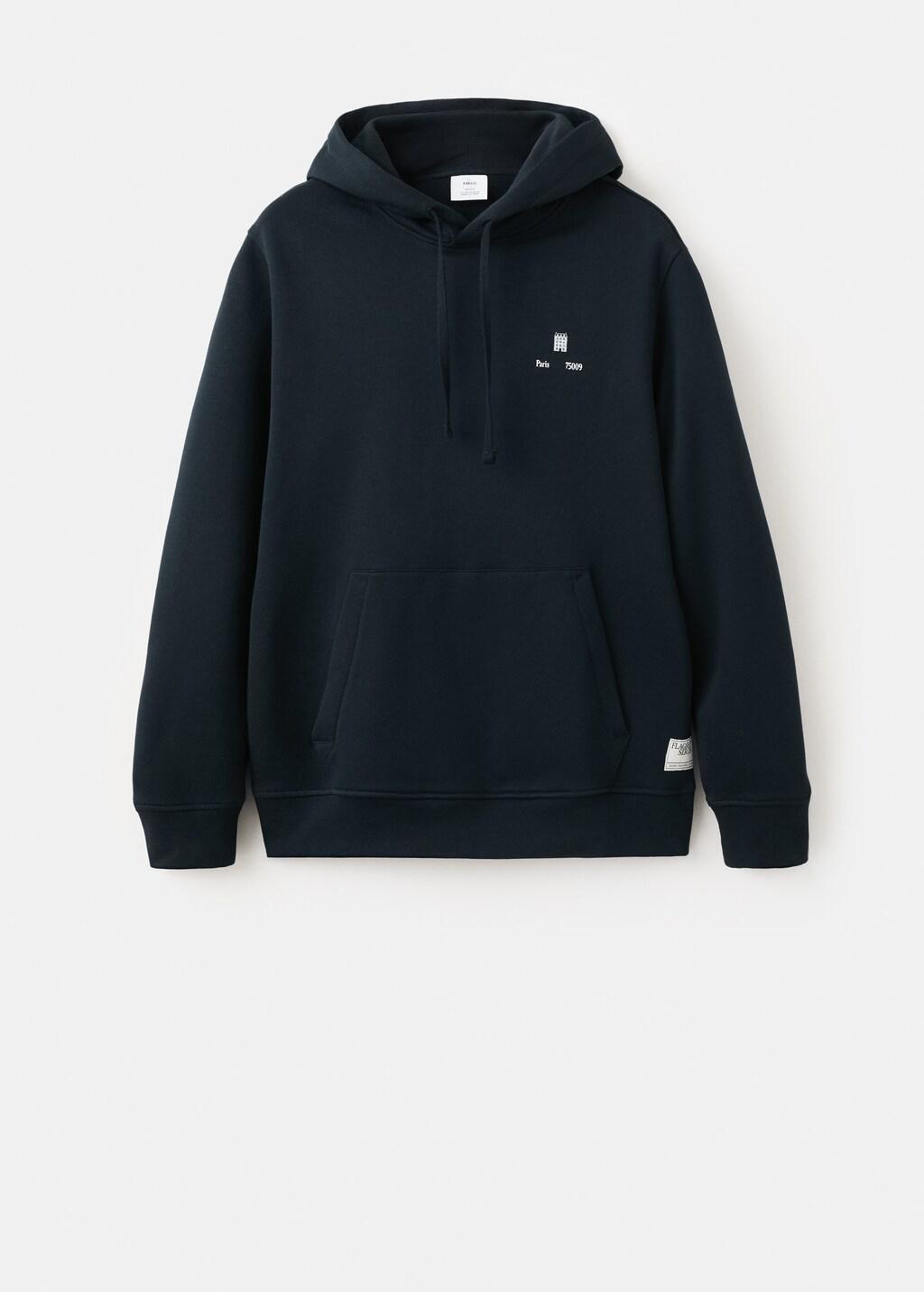 Navy Graphic Hooded Sweatshirt, Navy, large image number 8