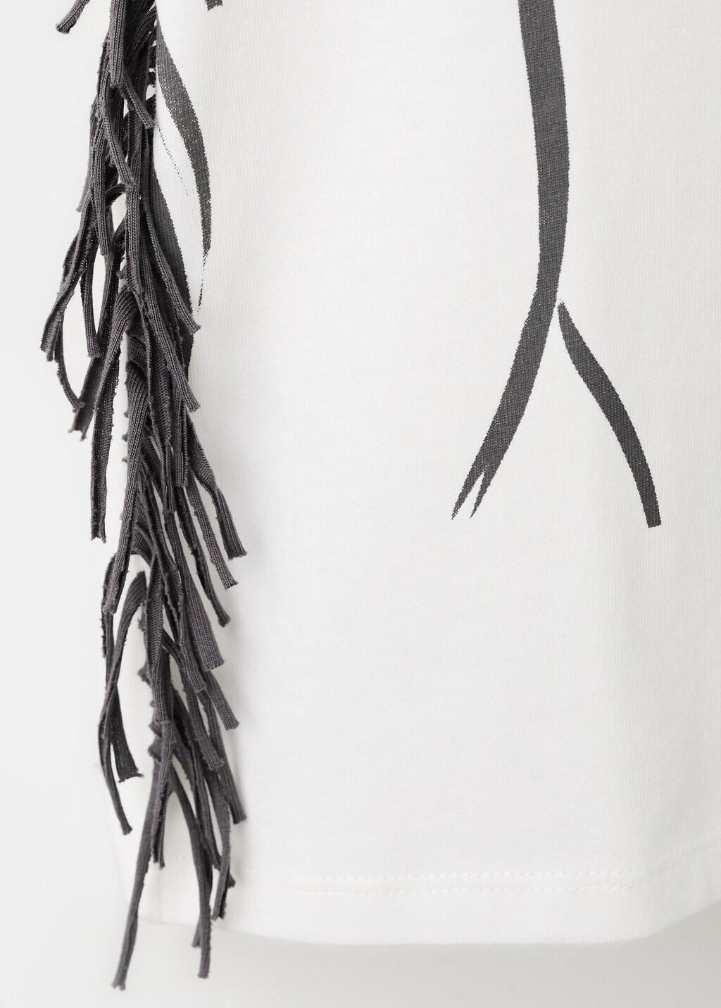 White Frayed Horse T-Shirt, Kids Girls, Natural White, large image number 0