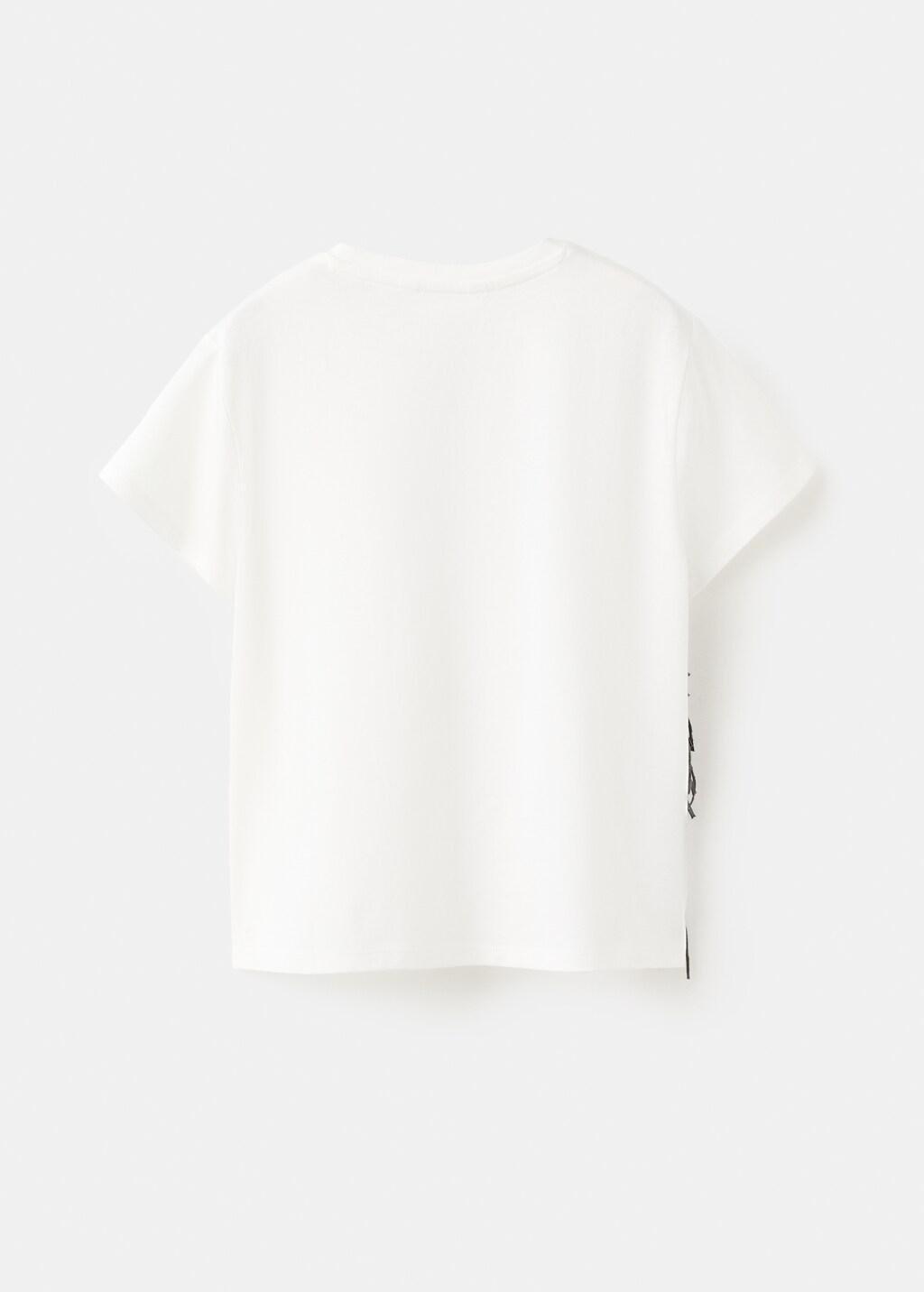 White Frayed Horse T-Shirt, Kids Girls, Natural White, medium