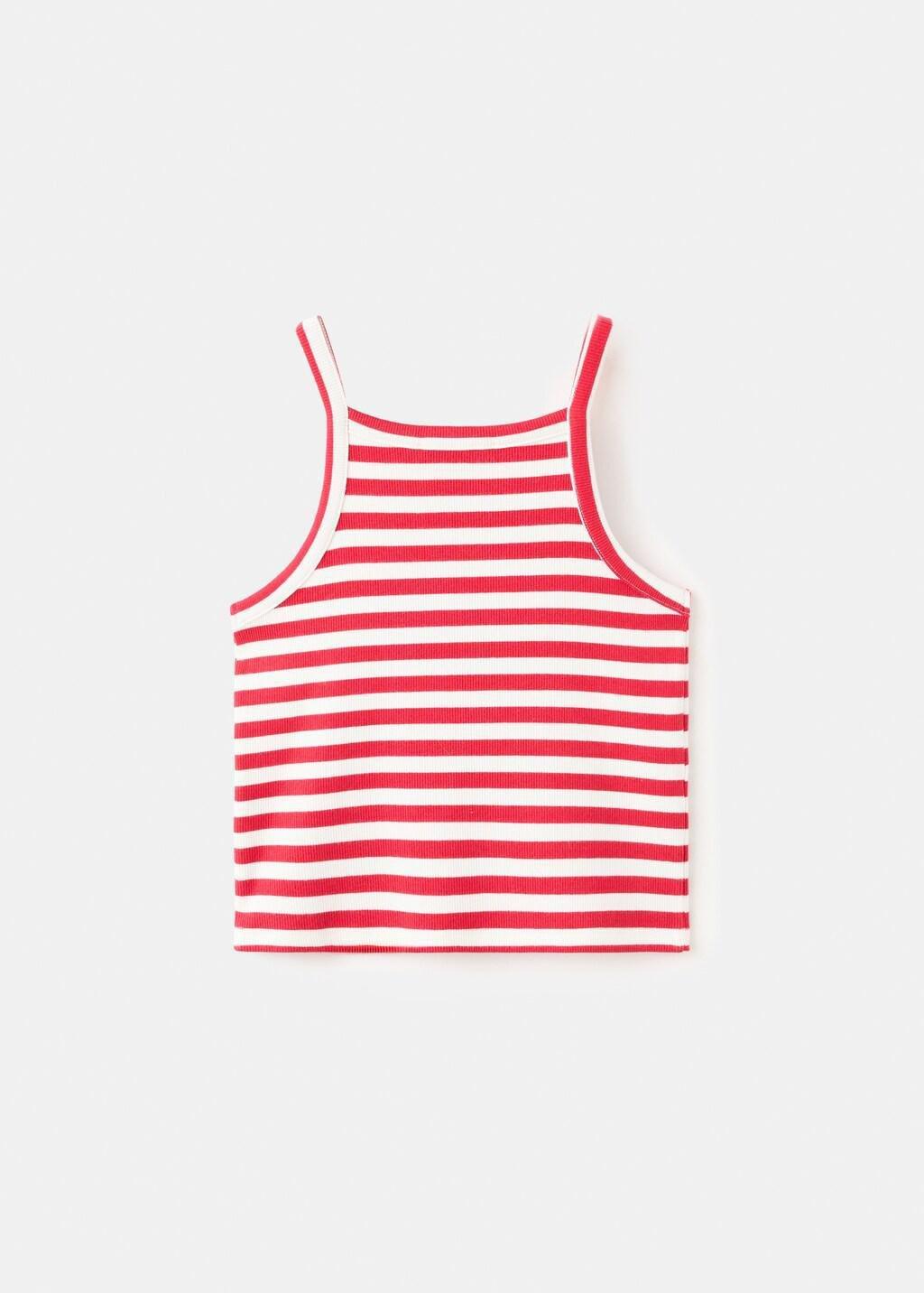 Red Striped Rib T-Shirt, Kids Girls, Red, large image number 2