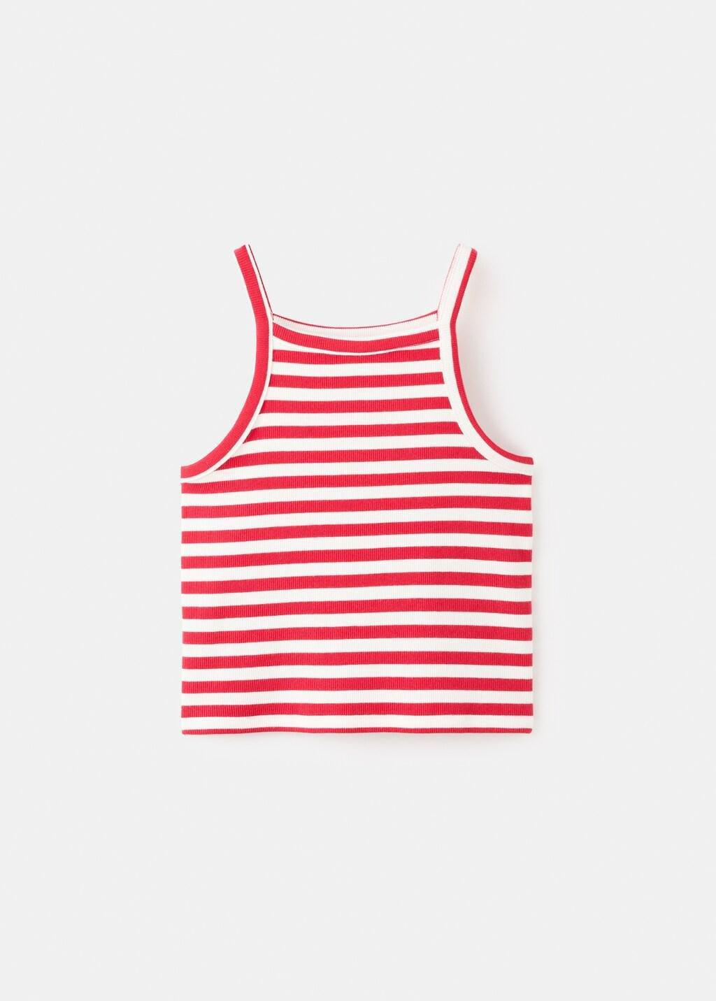 Red Striped Rib T-Shirt, Kids Girls, Red, large image number 6