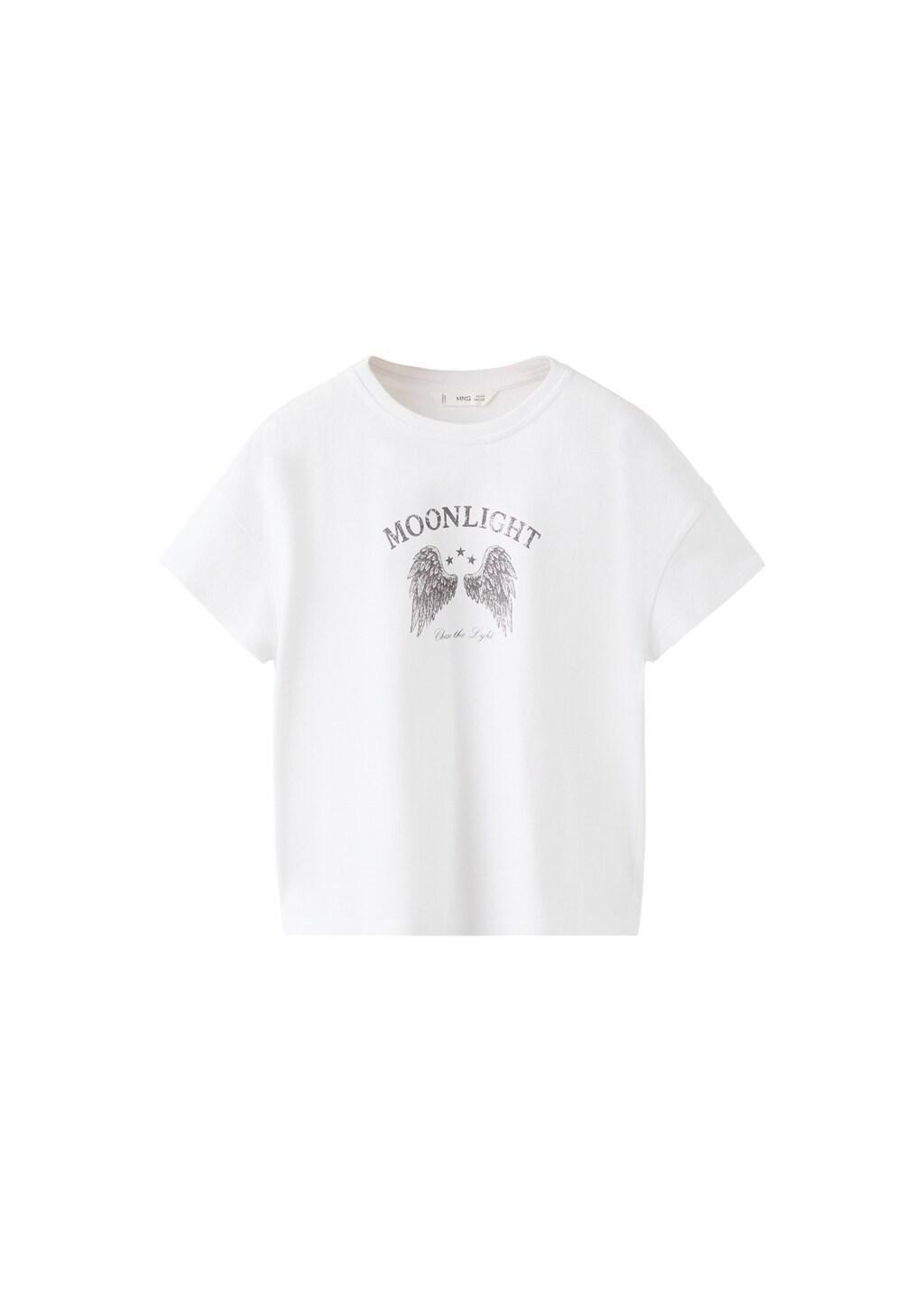 White Cotton Printed T-Shirt, Kids Girls, Natural White, large image number 5