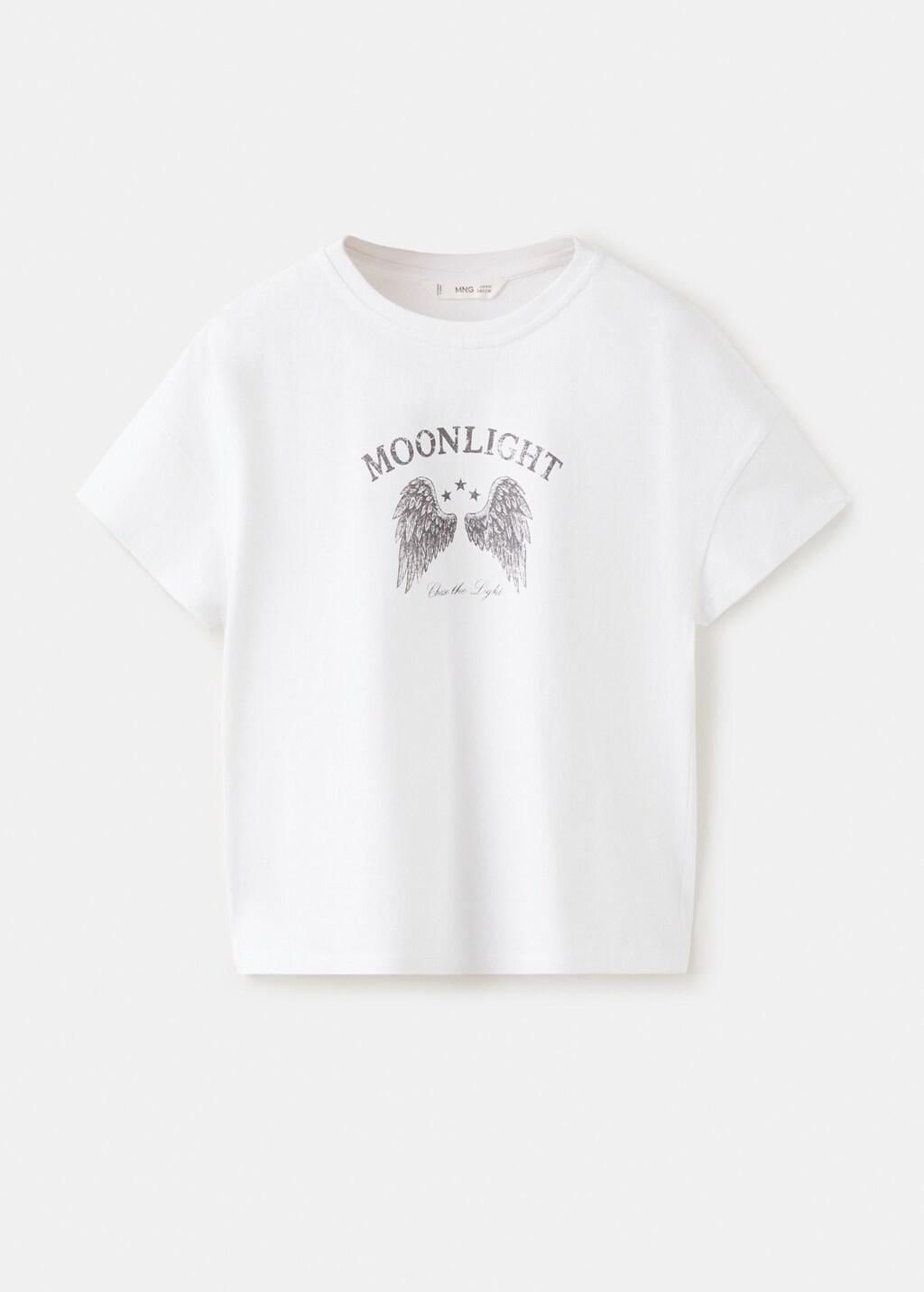 White Cotton Printed T-Shirt, Kids Girls, Natural White, large image number 6