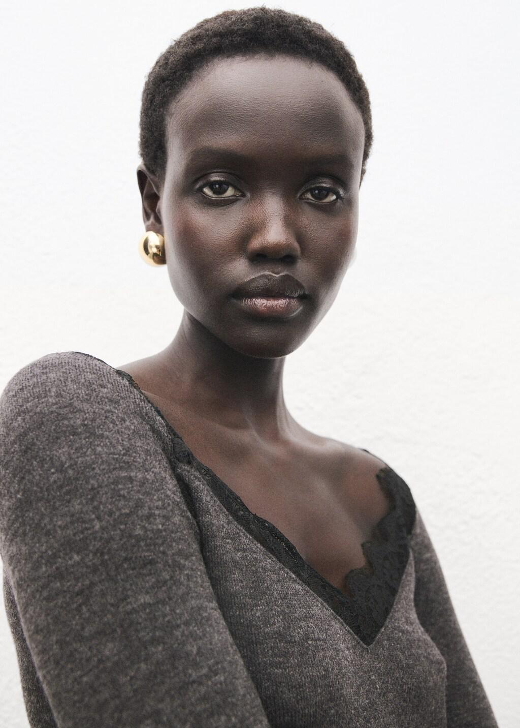 Grey Lace-Trimmed Scoop-Neck Top, 0201_94, large image number 5