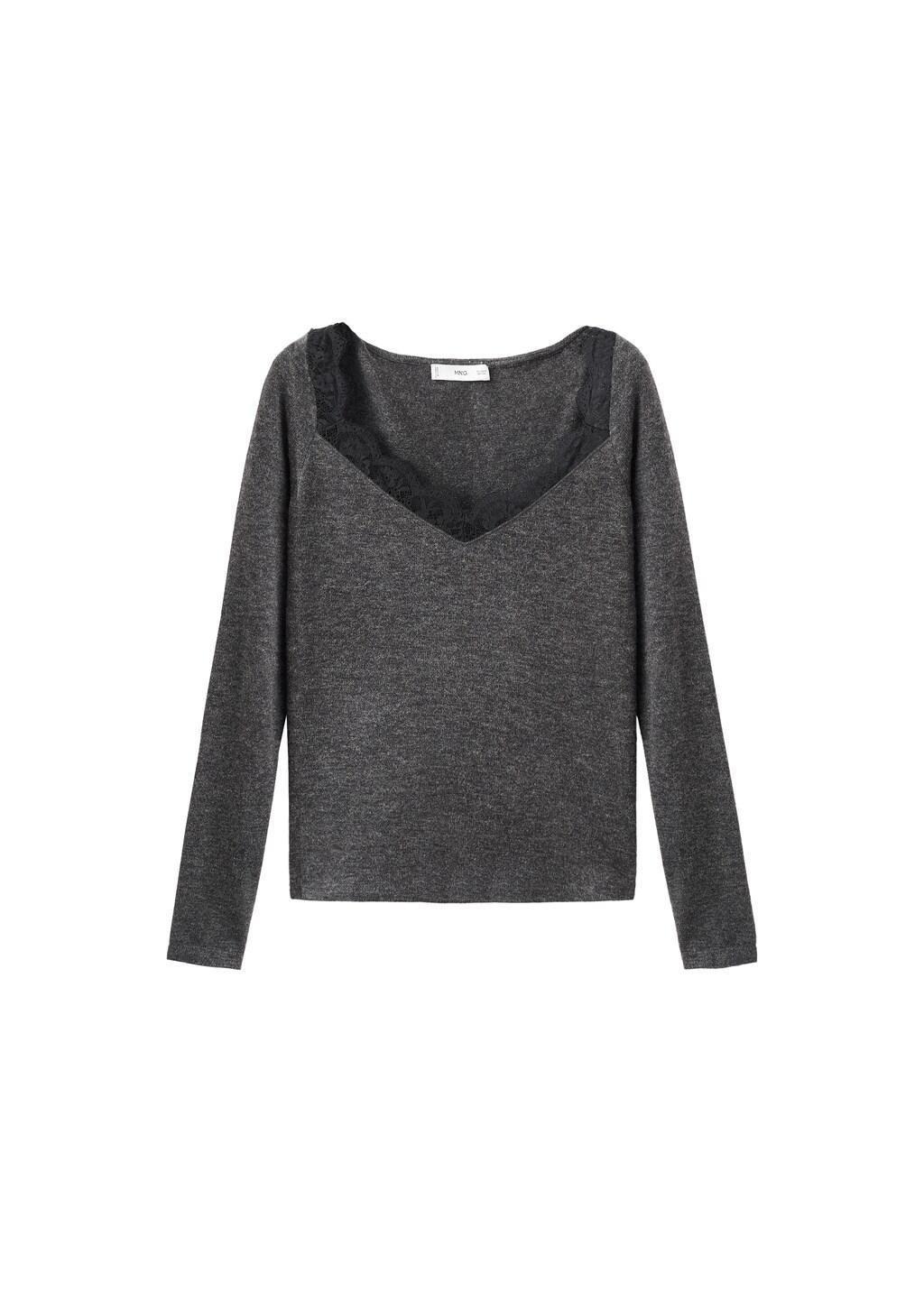 Grey Lace-Trimmed Scoop-Neck Top, 0201_94, large image number 6