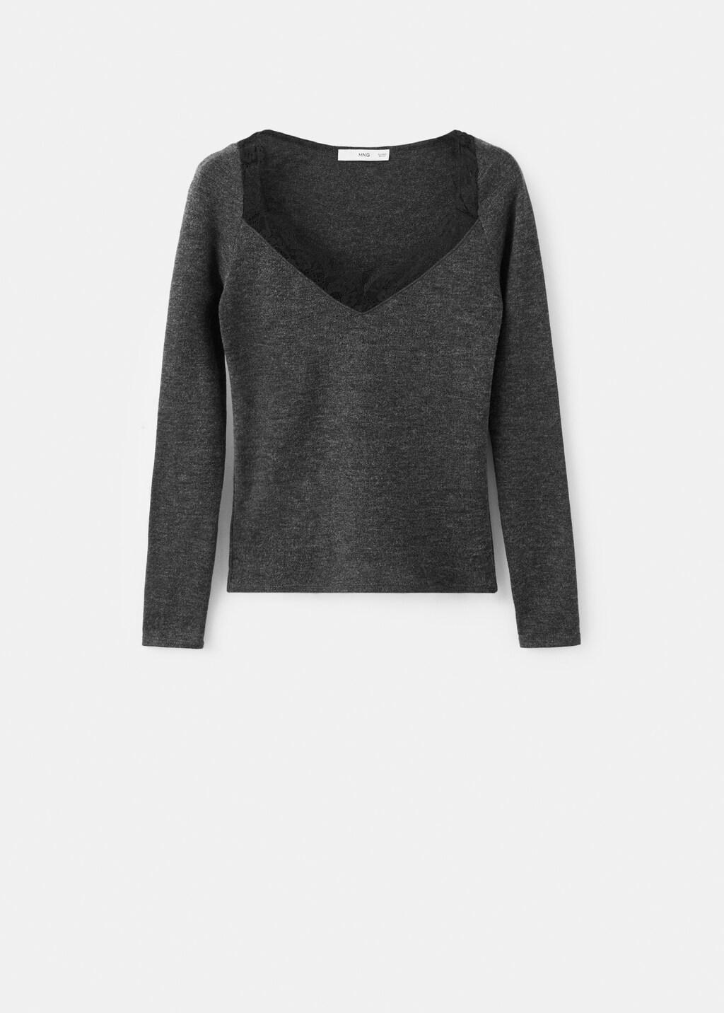 Grey Lace-Trimmed Scoop-Neck Top, 0201_94, large image number 7