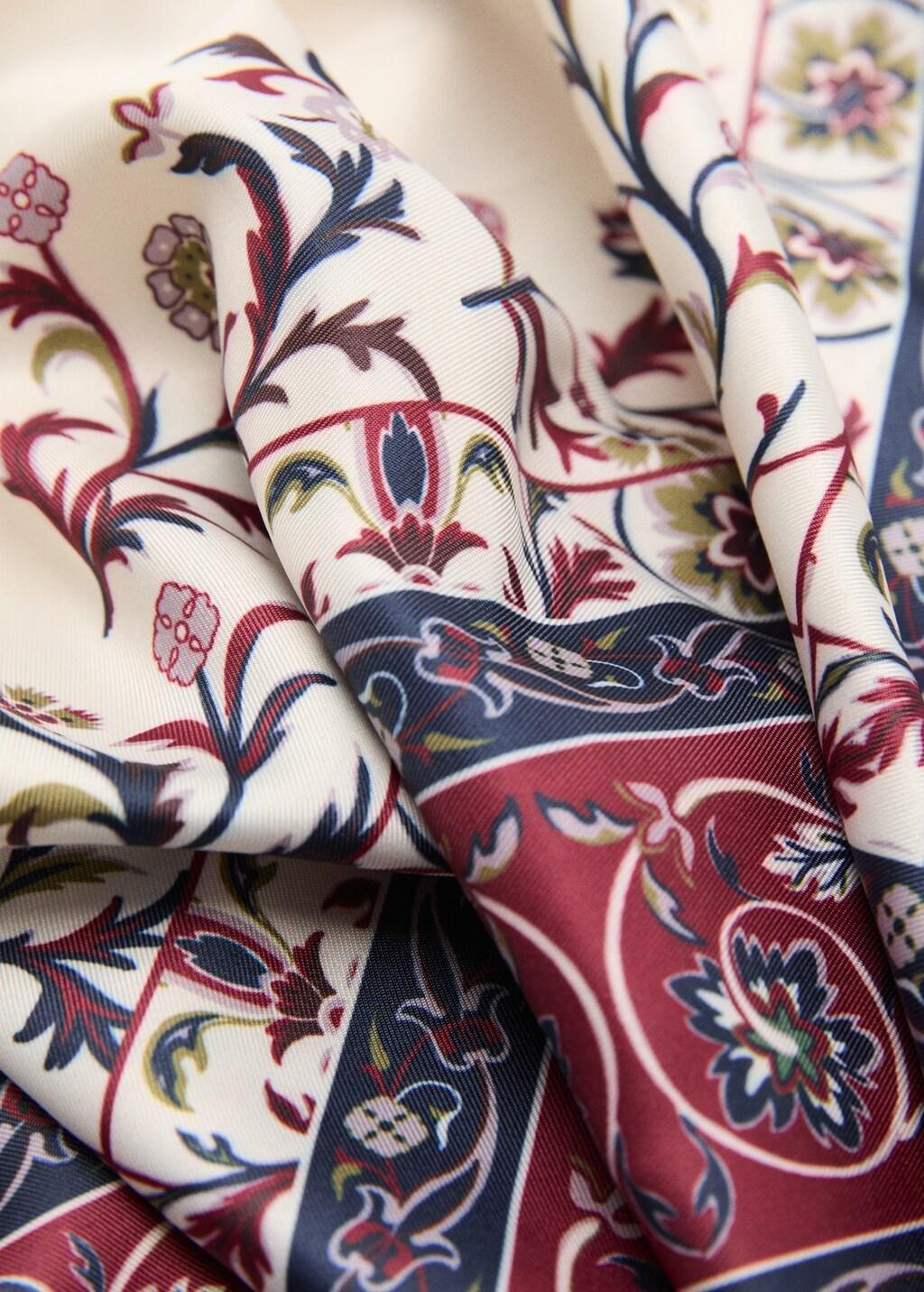 Navy Printed Satin Scarf, Navy, medium