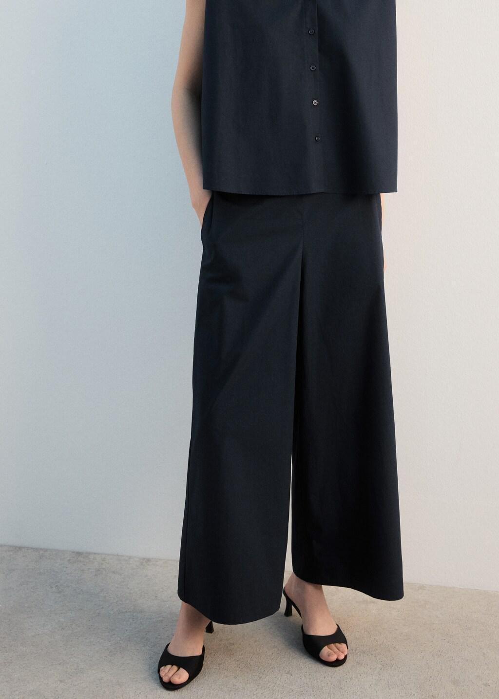 Navy Straight-Fit Trousers With Elastic Waist, Navy, large image number 3