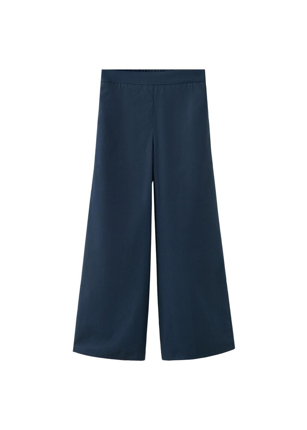 Navy Straight-Fit Trousers With Elastic Waist, Navy, large image number 6