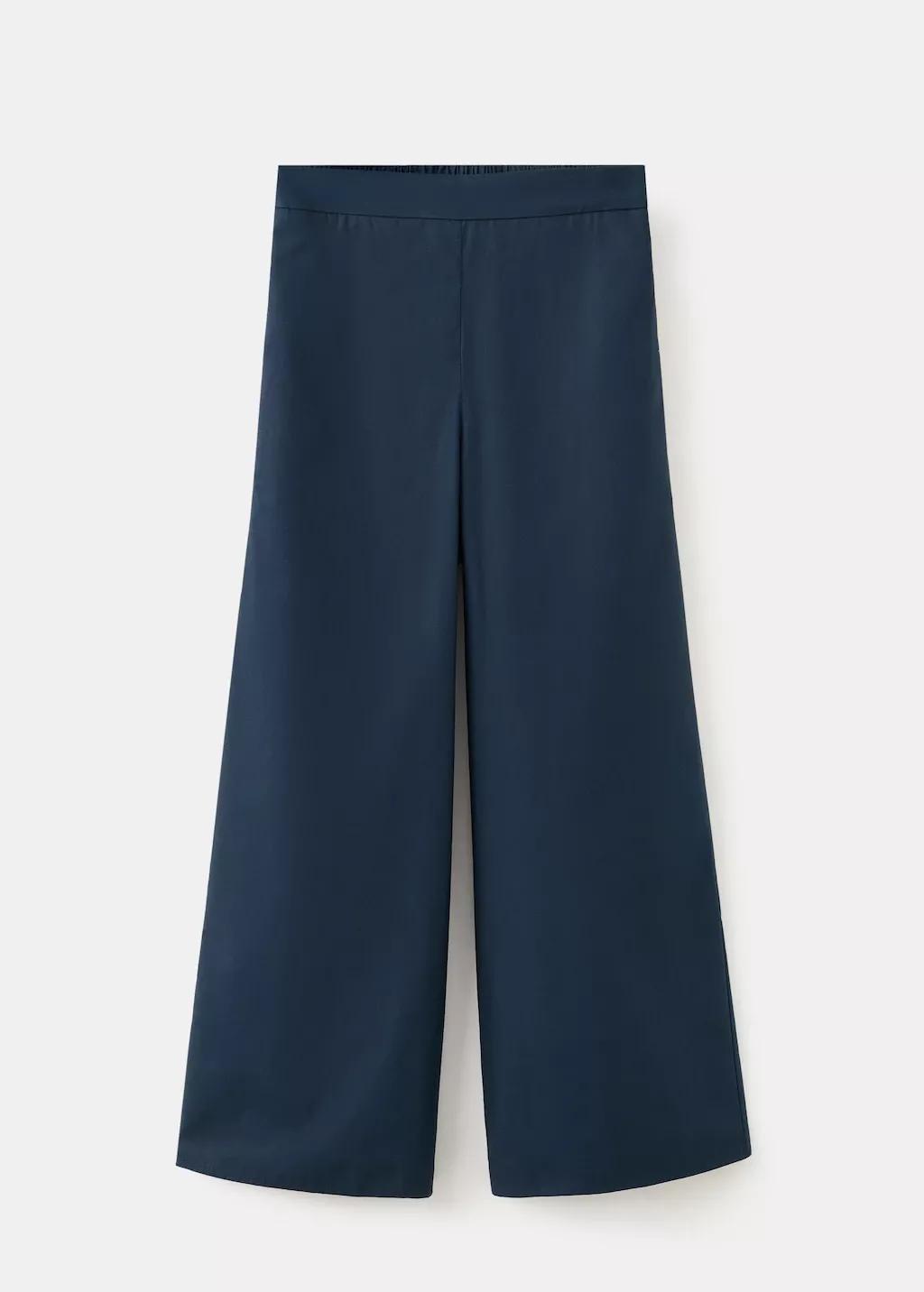 Navy Straight-Fit Trousers With Elastic Waist, Navy, large image number 7