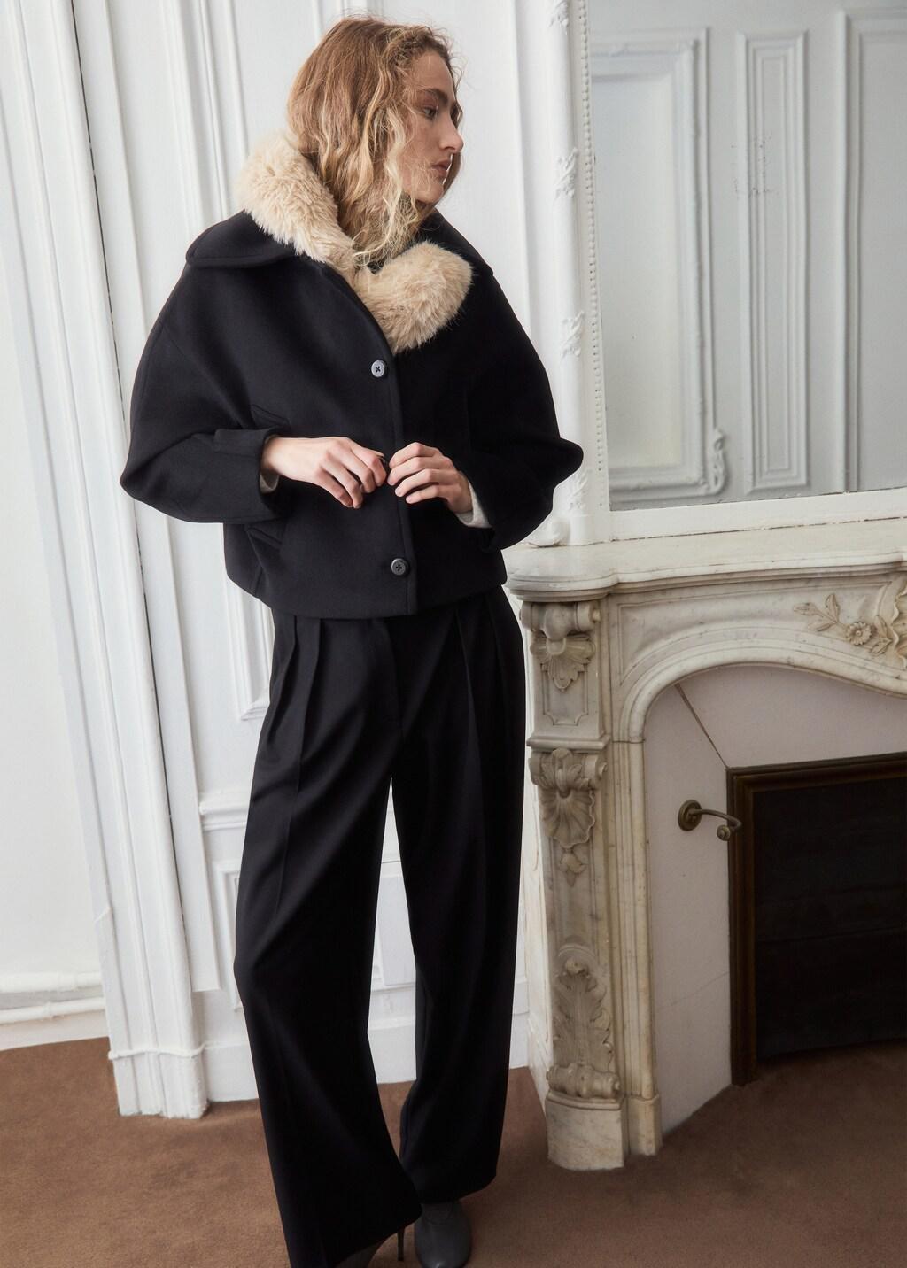 Black Wool Jacket With Shirt Collar, 0201_99, large image number 0