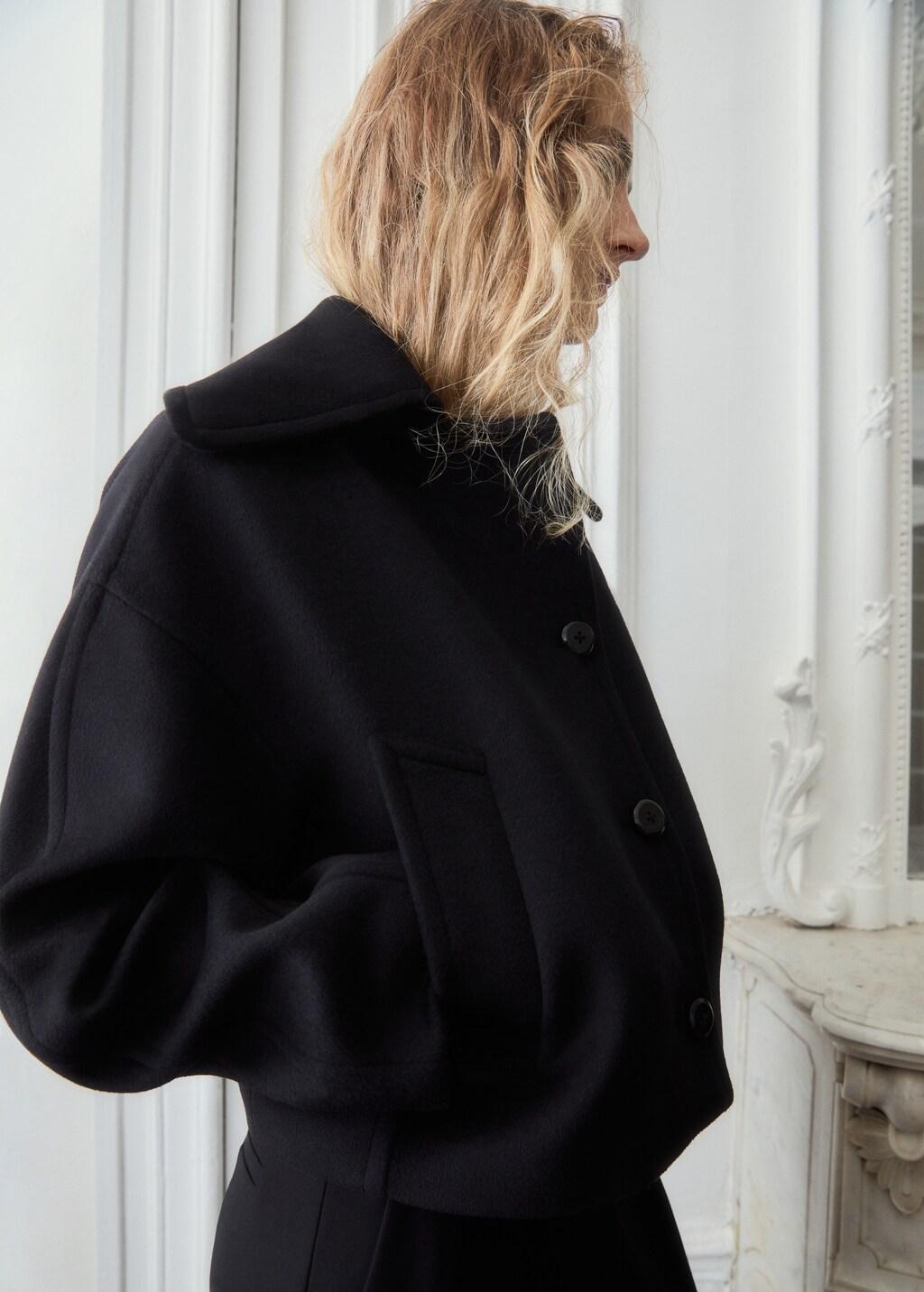 Black Wool Jacket With Shirt Collar, 0201_99, large image number 3