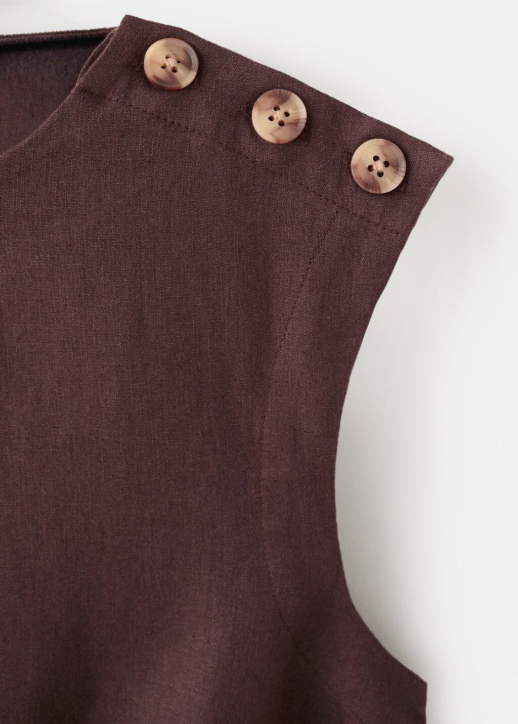 Brown Linen Wrap Dress, Dark Brown, large image number 5