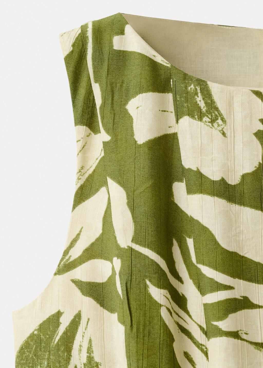 Green Floral-Print Flared Dress, Green, large image number 1