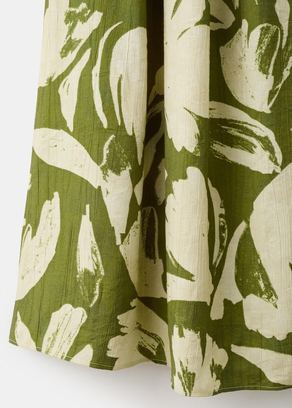 Green Floral-Print Flared Dress, Green, large image number 5