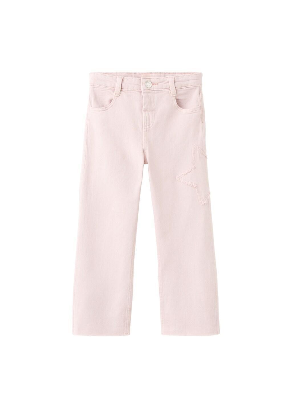 Pink Straight-Fit Jeans With Stars, Baby Girl, Pink, medium