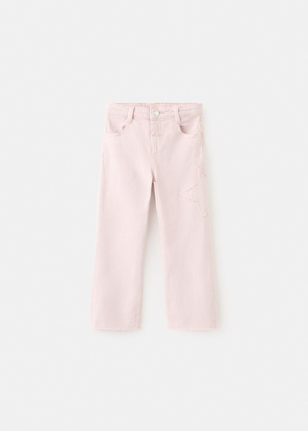 Pink Straight-Fit Jeans With Stars, Baby Girl, Pink, medium