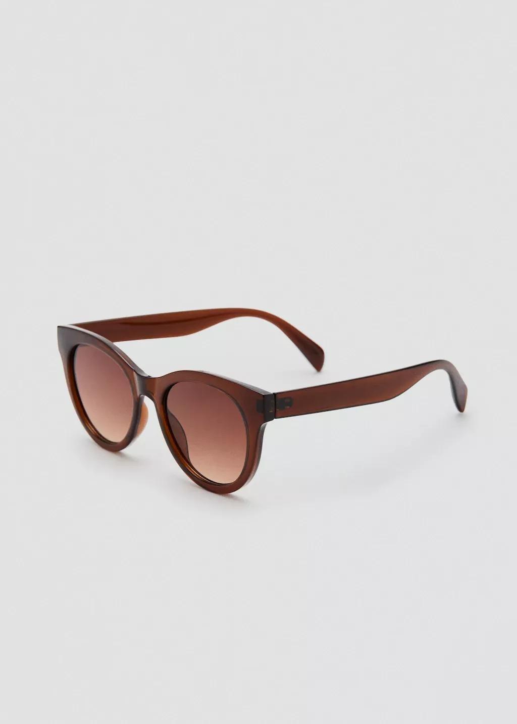 Brown Round-Framed Sunglasses, Brown, medium