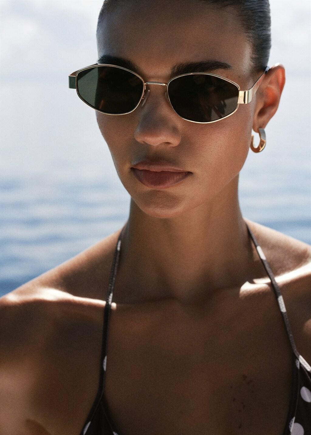 Gold Metallic Frame Sunglasses, Gold, medium