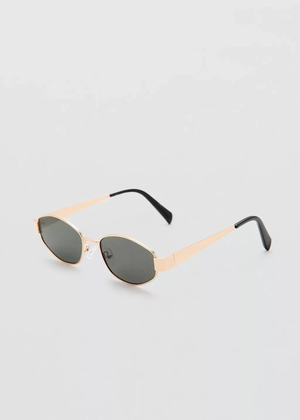 Gold Metallic Frame Sunglasses, Gold, medium