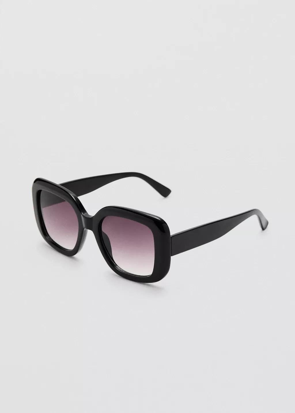 Black Squared Frame Sunglasses, Black, large image number 0