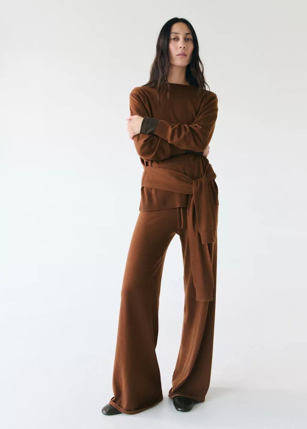 Brown Wool Blend Knot Sweater, 0201_17, large image number 0