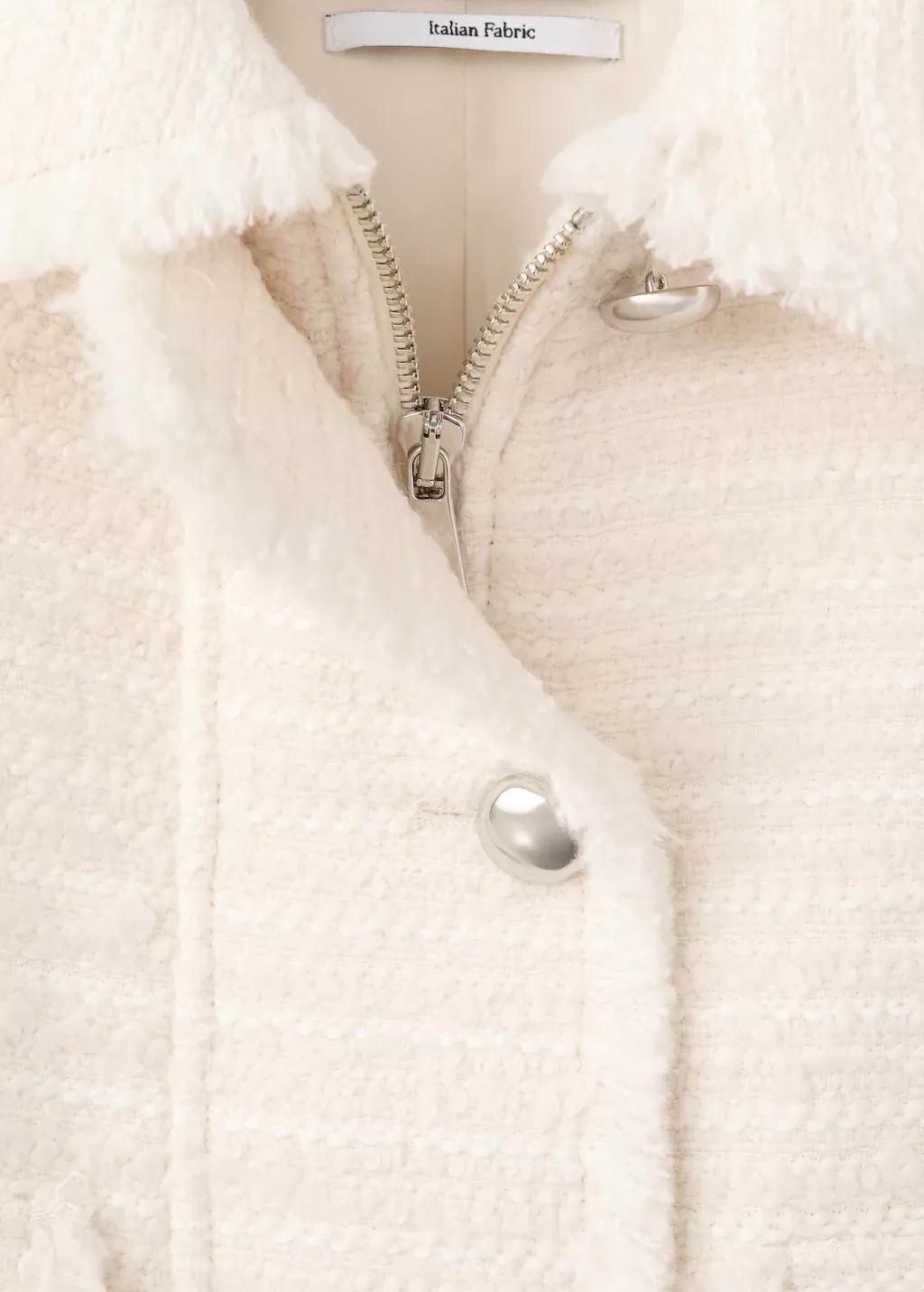 Beige Tweed Jacket With Notched Lapel Collar, 0201_05, medium