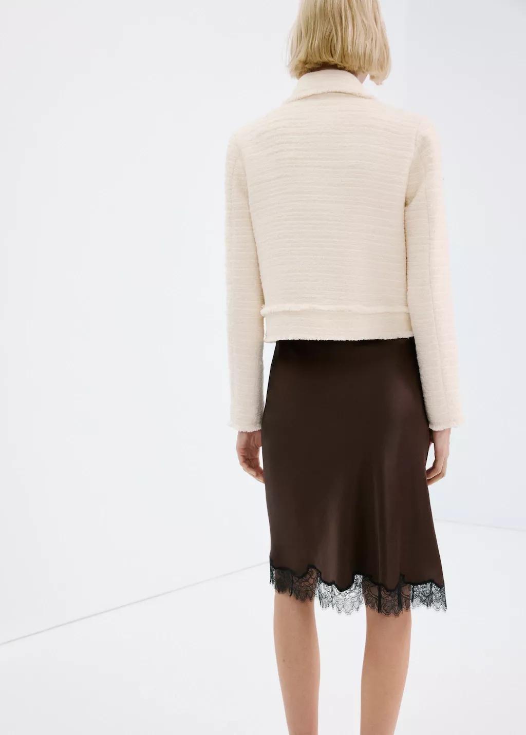 Beige Tweed Jacket With Notched Lapel Collar, 0201_05, large image number 2