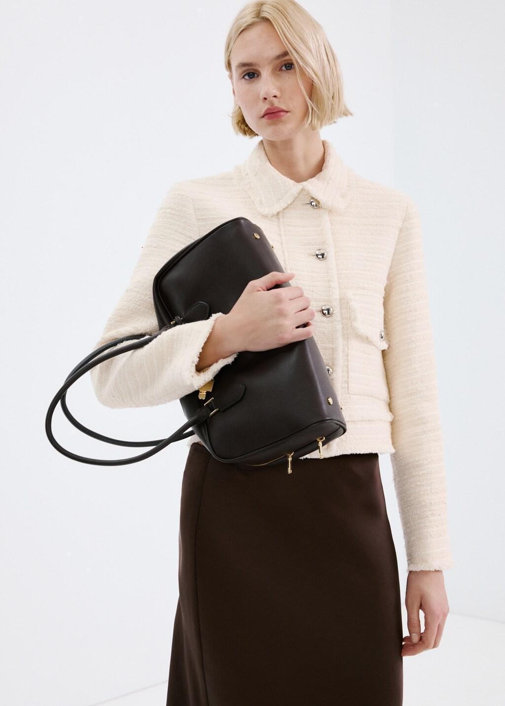 Beige Tweed Jacket With Notched Lapel Collar, 0201_05, large image number 3