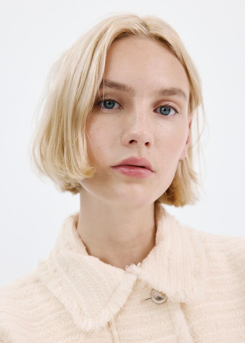 Beige Tweed Jacket With Notched Lapel Collar, 0201_05, large image number 4